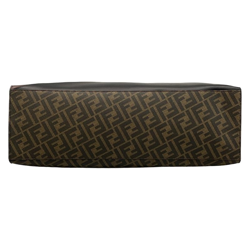 Fendi Tote Bag Zucca Pattern 7va480 Brown And Black 2way Leather