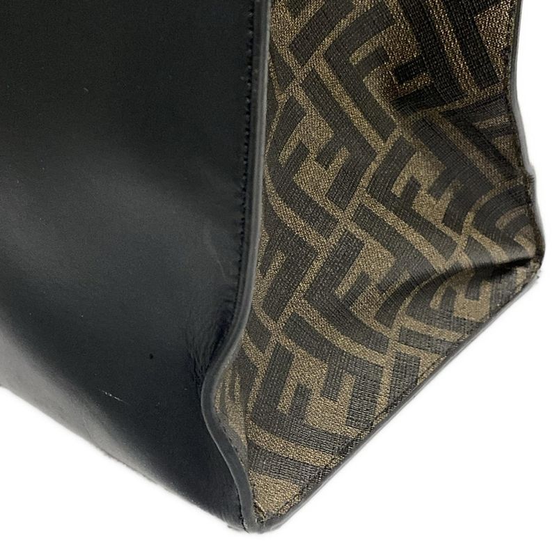 Fendi Tote Bag Zucca Pattern 7va480 Brown And Black 2way Leather