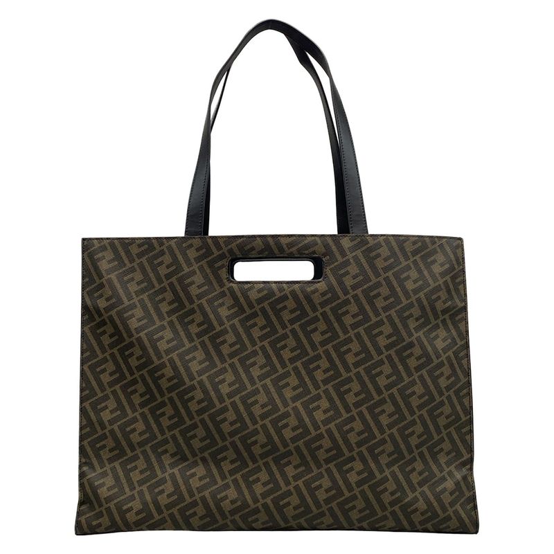 Fendi Tote Bag Zucca Pattern 7va480 Brown And Black 2way Leather