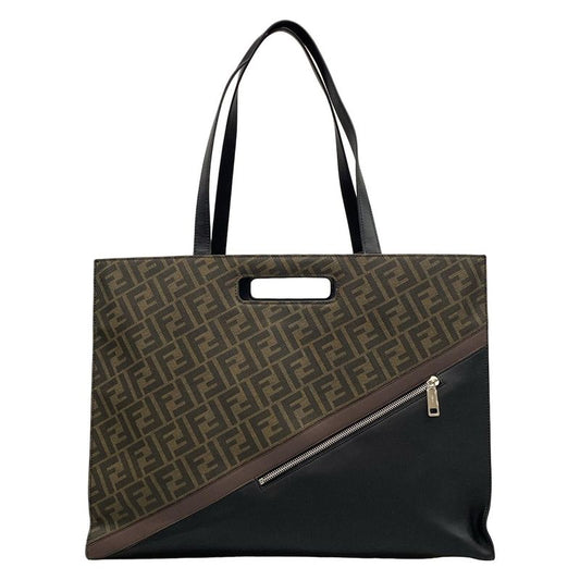 Fendi Tote Bag Zucca Pattern 7va480 Brown And Black 2way Leather
