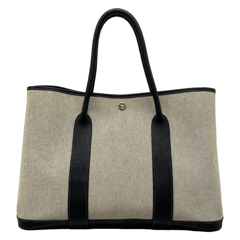 Hermes Garden Party PM Tote Bag Ivory×black