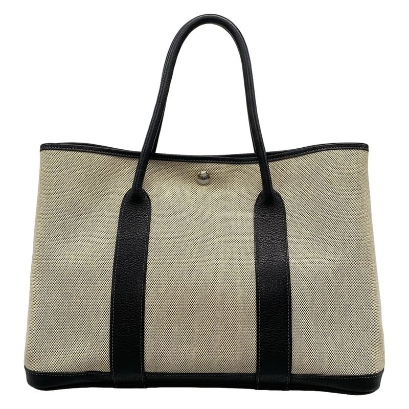 Hermes Garden Party PM Tote Bag Ivory×black
