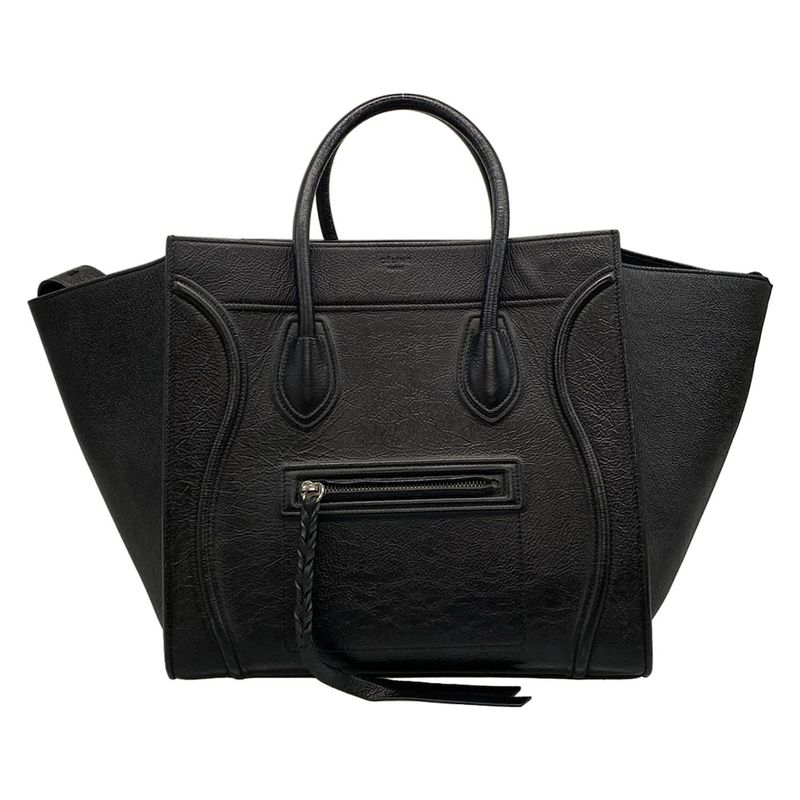 Celine Tote Bag Luggage Small Square Phantom Black Leather