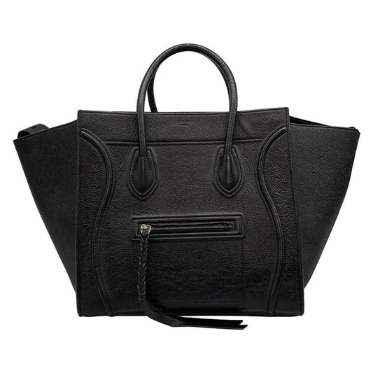 Celine Tote Bag Luggage Small Square Phantom Black Leather