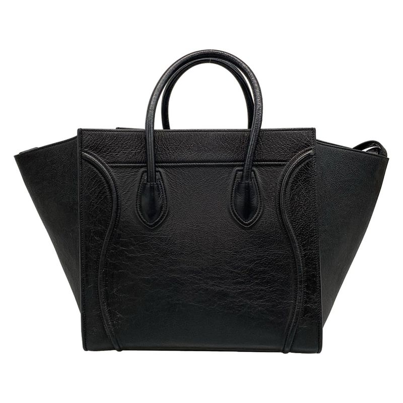 Celine Tote Bag Luggage Small Square Phantom Black Leather