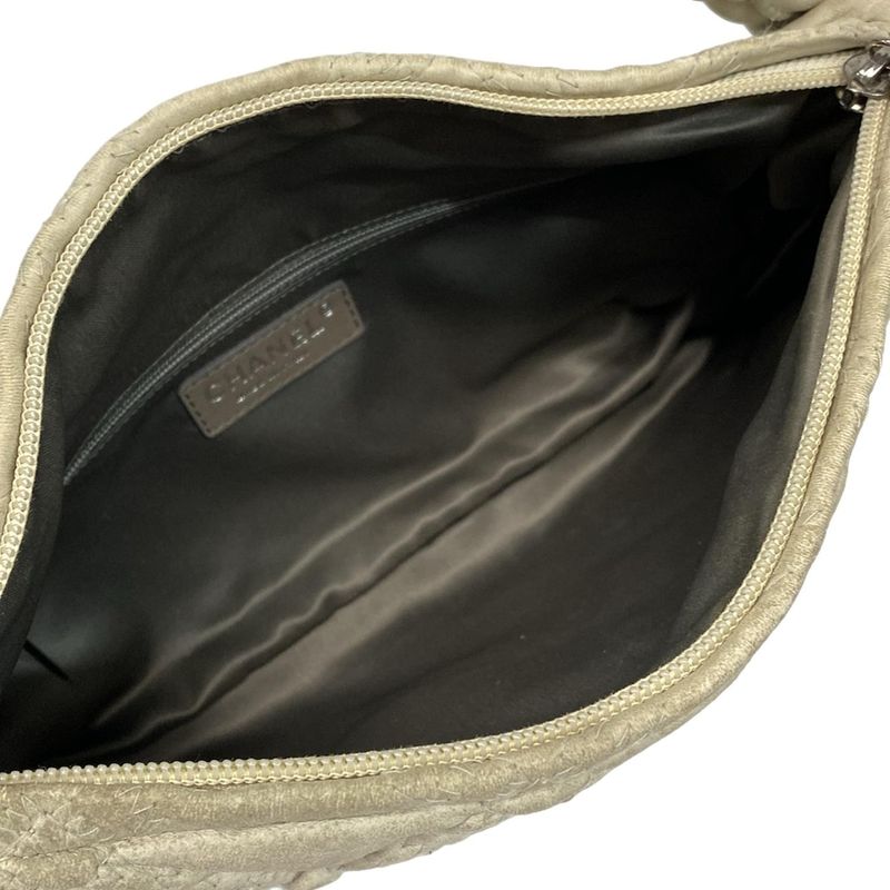 Chanel Handbag - Light Gray Silver Hardware /hidden Chain Lambskin