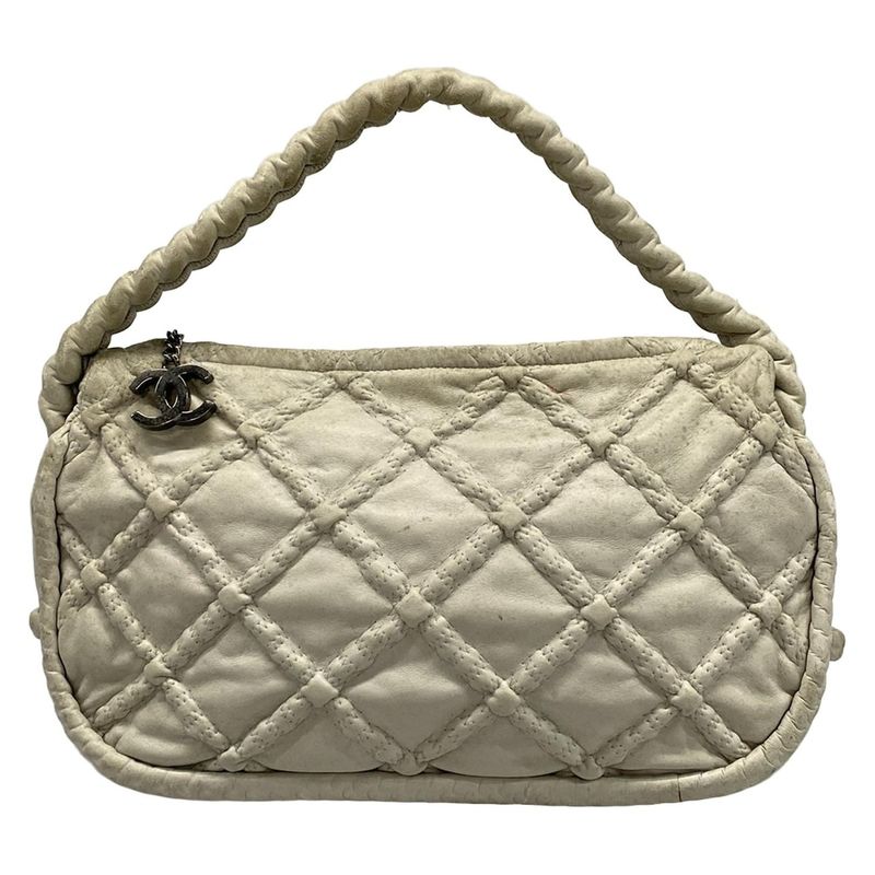 Chanel Handbag - Light Gray Silver Hardware /hidden Chain Lambskin