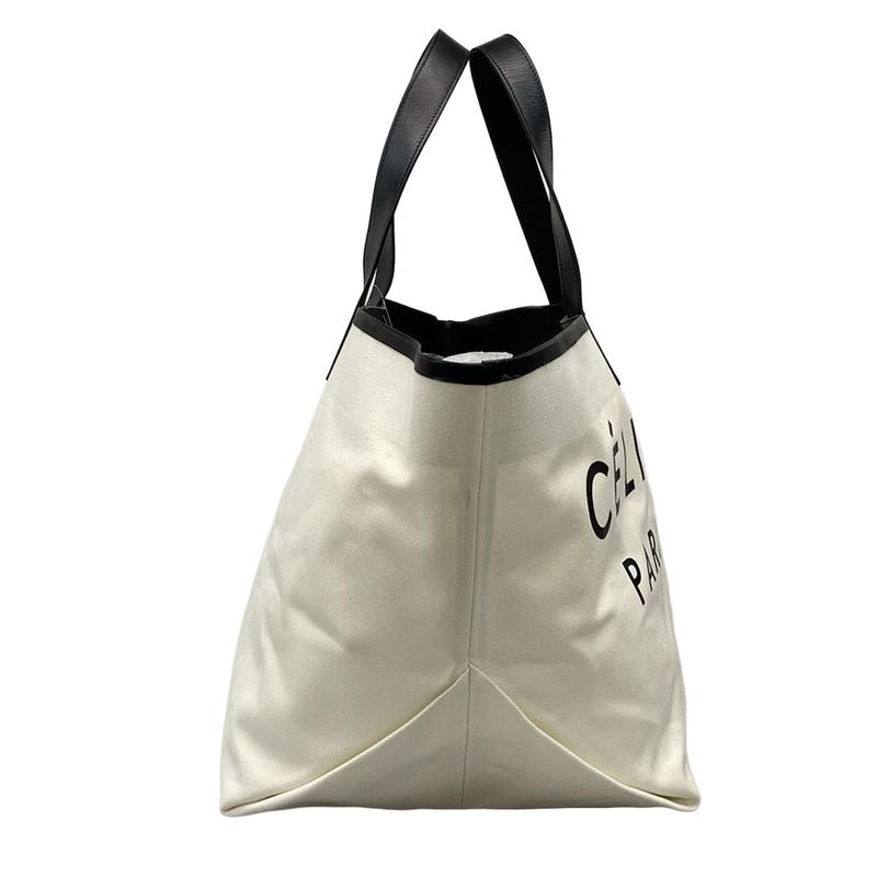 Celine Tote Bag Made In Tote Medium White And Black Leather