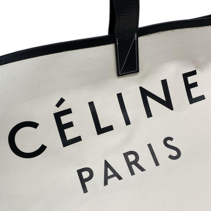 Celine Tote Bag Made In Tote Medium White And Black Leather