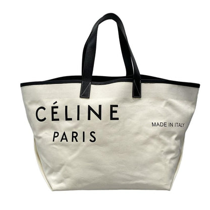 Celine Tote Bag Made In Tote Medium White And Black Leather