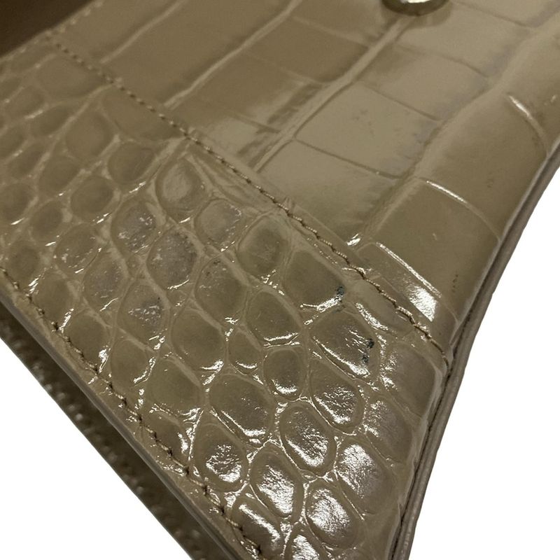 Balenciaga Handbag Hourglass Top Handle Small 593546 Beige Shape Pursed Leather