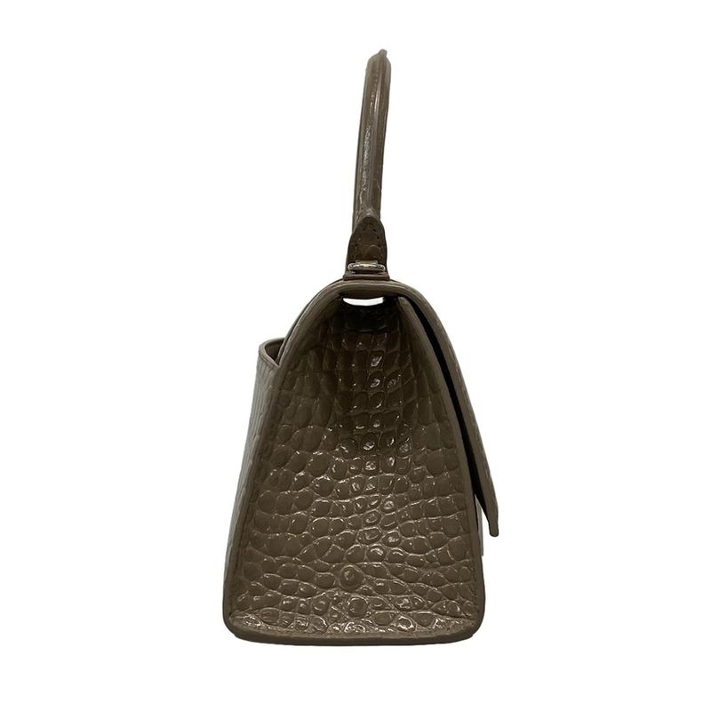 Balenciaga Handbag Hourglass Top Handle Small 593546 Beige Shape Pursed Leather