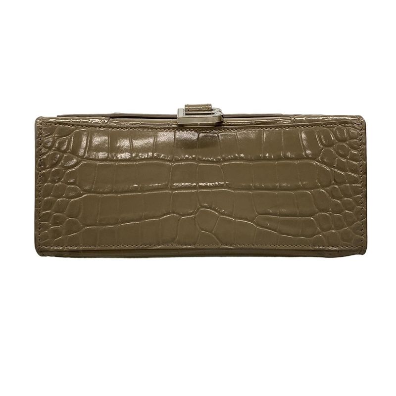 Balenciaga Handbag Hourglass Top Handle Small 593546 Beige Shape Pursed Leather