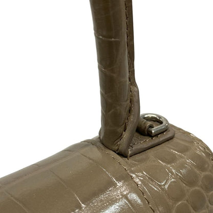 Balenciaga Handbag Hourglass Top Handle Small 593546 Beige Shape Pursed Leather