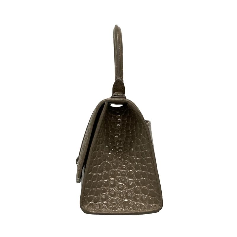 Balenciaga Handbag Hourglass Top Handle Small 593546 Beige Shape Pursed Leather