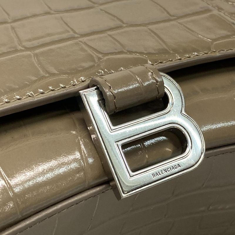 Balenciaga Handbag Hourglass Top Handle Small 593546 Beige Shape Pursed Leather