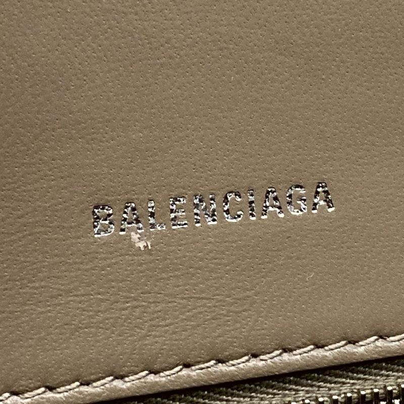 Balenciaga Handbag Hourglass Top Handle Small 593546 Beige Shape Pursed Leather