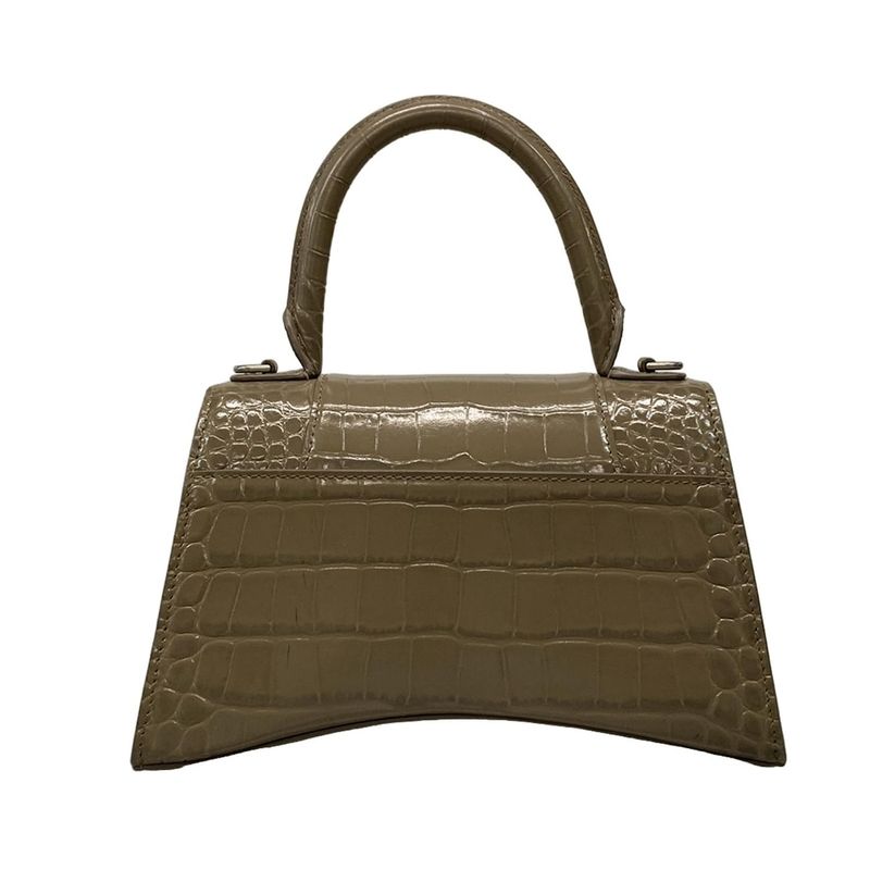 Balenciaga Handbag Hourglass Top Handle Small 593546 Beige Shape Pursed Leather