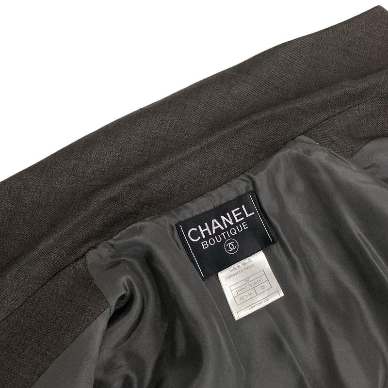 Chanel Jacket Size 38 M Women's P09877 Dark Brown Long Sleeves/spring/fall