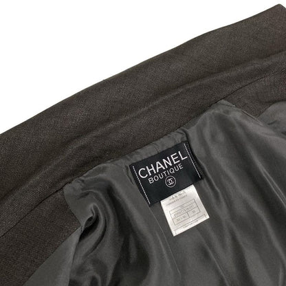 Chanel Jacket Size 38 M Women's P09877 Dark Brown Long Sleeves/spring/fall