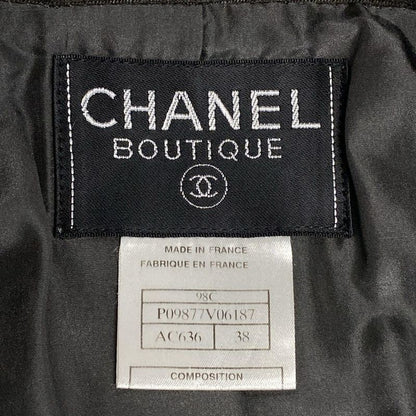 Chanel Jacket Size 38 M Women's P09877 Dark Brown Long Sleeves/spring/fall
