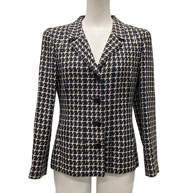 Chanel Jacket Size 40 M Women's P17432 Navy And Beige Long Sleeves / Spring /