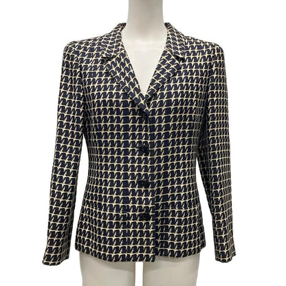 Chanel Jacket Size 40 M Women's P17432 Navy And Beige Long Sleeves / Spring /