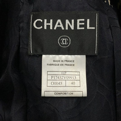 Chanel Jacket Size 40 M Women's P17432 Navy And Beige Long Sleeves / Spring /