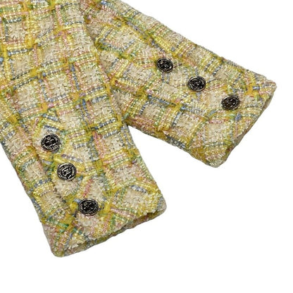 Chanel Jacket Size 38 M Women's P06401 Yellow X Ivory X Multi Long Sleeves /