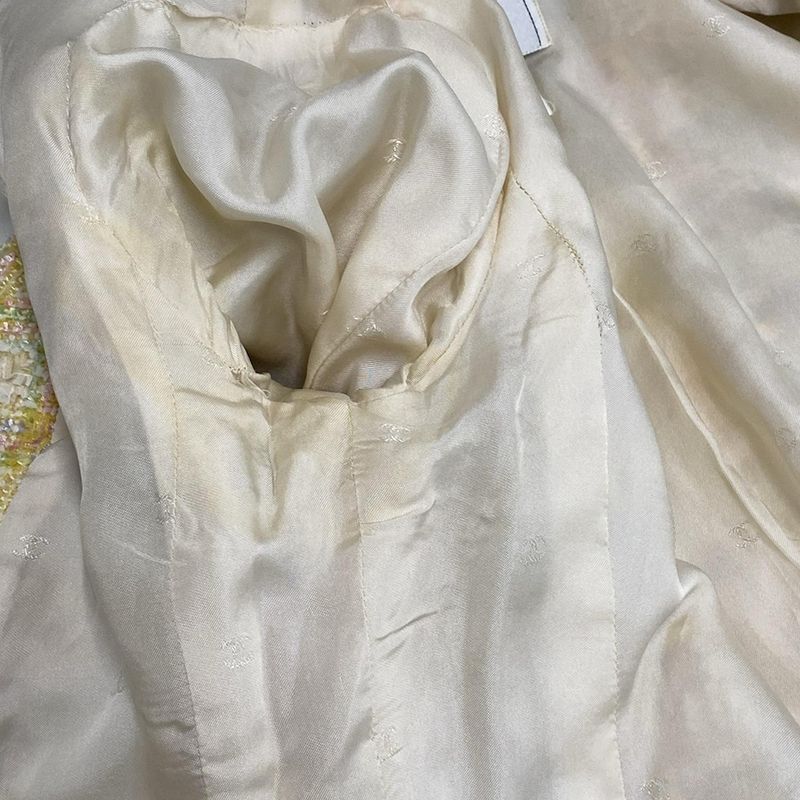 Chanel Jacket Size 38 M Women's P06401 Yellow X Ivory X Multi Long Sleeves /