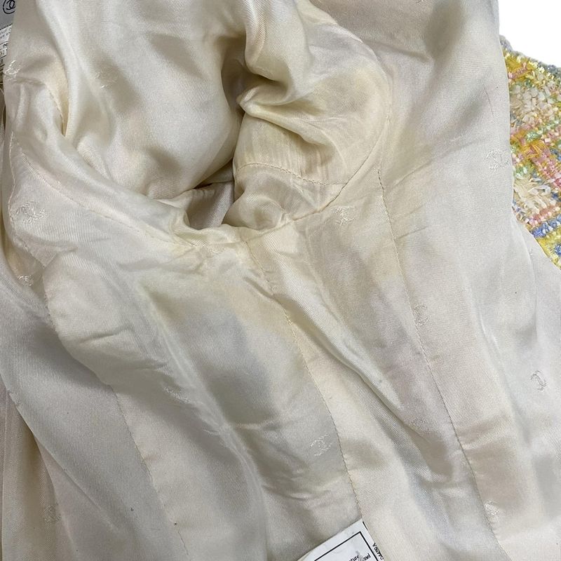 Chanel Jacket Size 38 M Women's P06401 Yellow X Ivory X Multi Long Sleeves /
