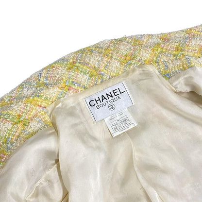 Chanel Jacket Size 38 M Women's P06401 Yellow X Ivory X Multi Long Sleeves /