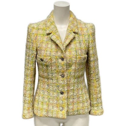 Chanel Jacket Size 38 M Women's P06401 Yellow X Ivory X Multi Long Sleeves /