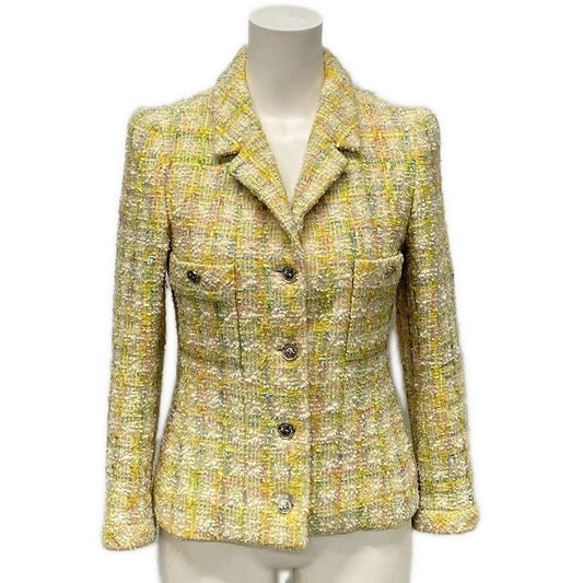 Chanel Jacket Size 38 M Women's P06401 Yellow X Ivory X Multi Long Sleeves /