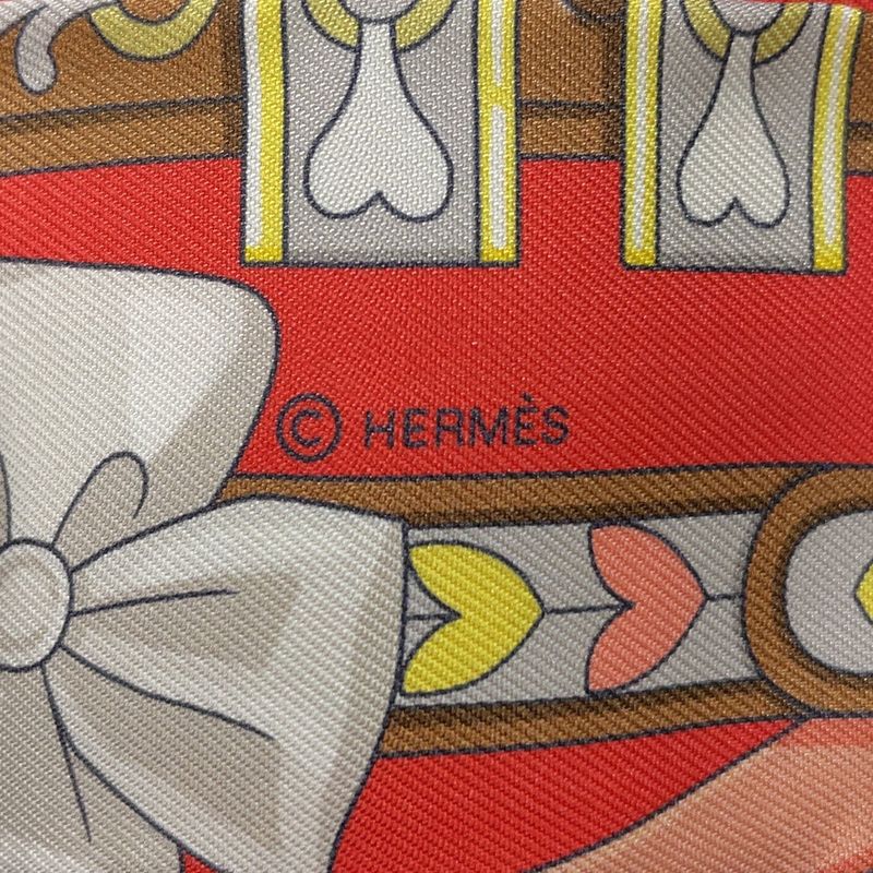 Hermes Twill Harnais de Coeur Silk Spring/summer Shoulder Bag Grenadienne Gris Jaune