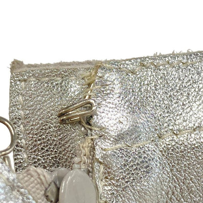 Chanel Skirt Size 34 S Women's P14247 Silver Leather Lambskin