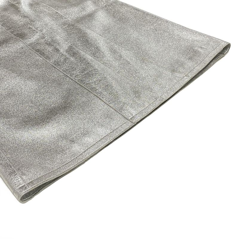 Chanel Skirt Size 34 S Women's P14247 Silver Leather Lambskin