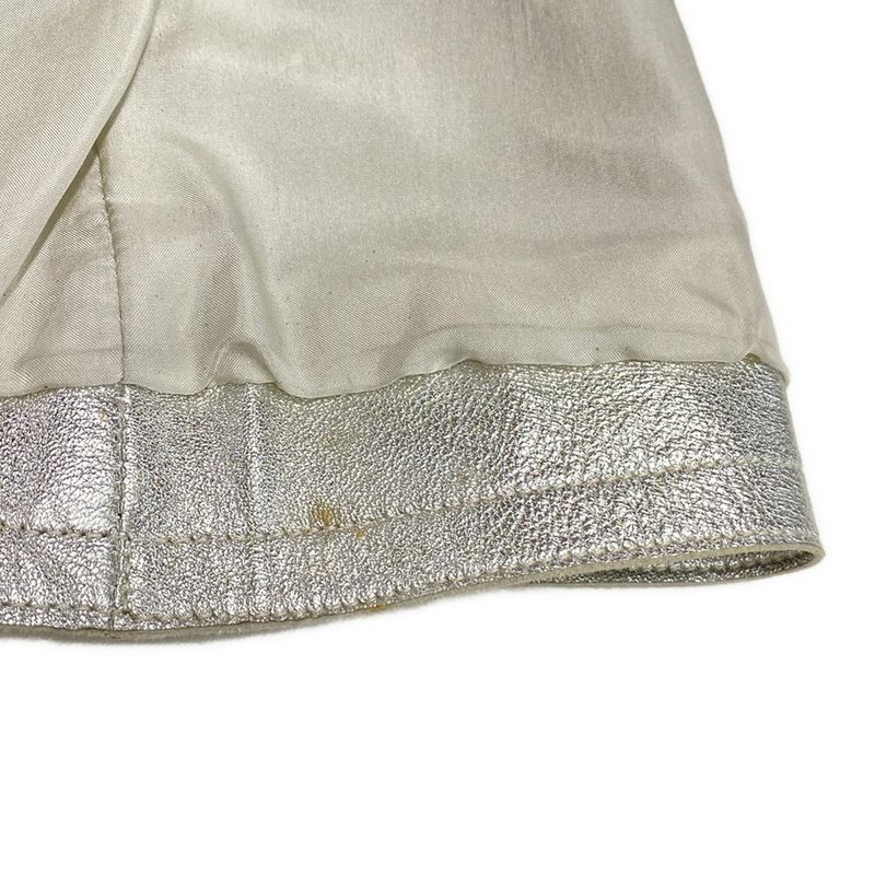 Chanel Skirt Size 34 S Women's P14247 Silver Leather Lambskin