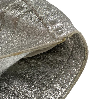 Chanel Skirt Size 34 S Women's P14247 Silver Leather Lambskin