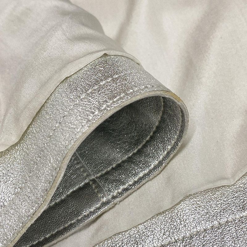 Chanel Skirt Size 34 S Women's P14247 Silver Leather Lambskin