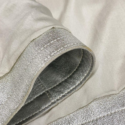 Chanel Skirt Size 34 S Women's P14247 Silver Leather Lambskin