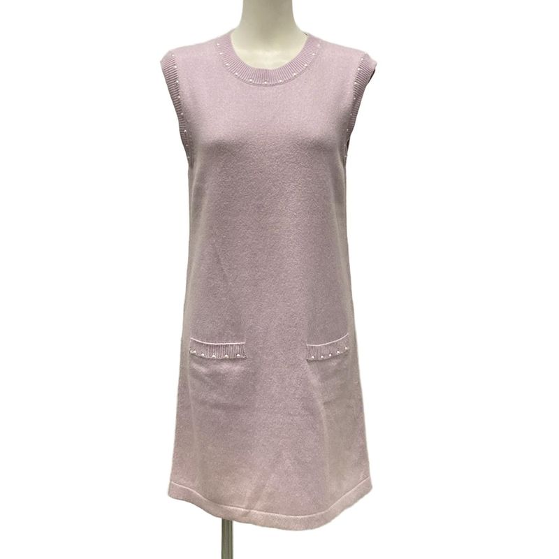 Chanel Dress Size 38 M Women's P53637 Light Pink Crewneck/sleeveless/knee