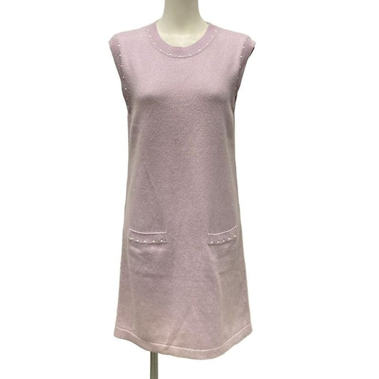 Chanel Dress Size 38 M Women's P53637 Light Pink Crewneck/sleeveless/knee