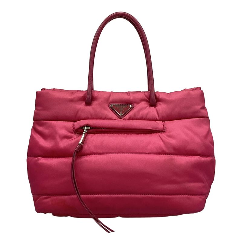 Prada Tote Bag Tessuto Bomber Pink Leather