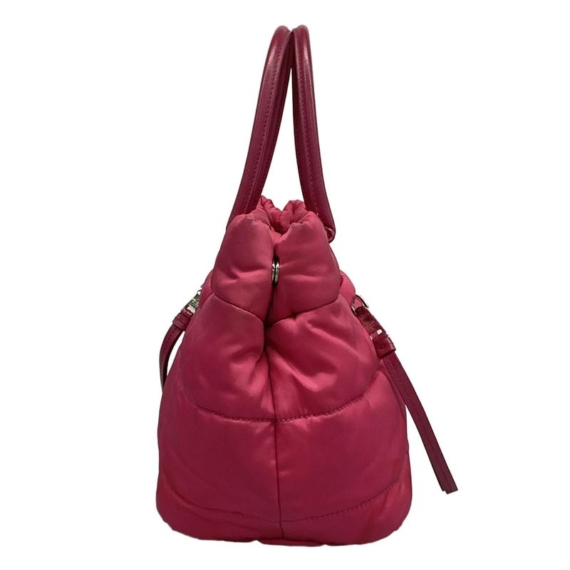 Prada Tote Bag Tessuto Bomber Pink Leather