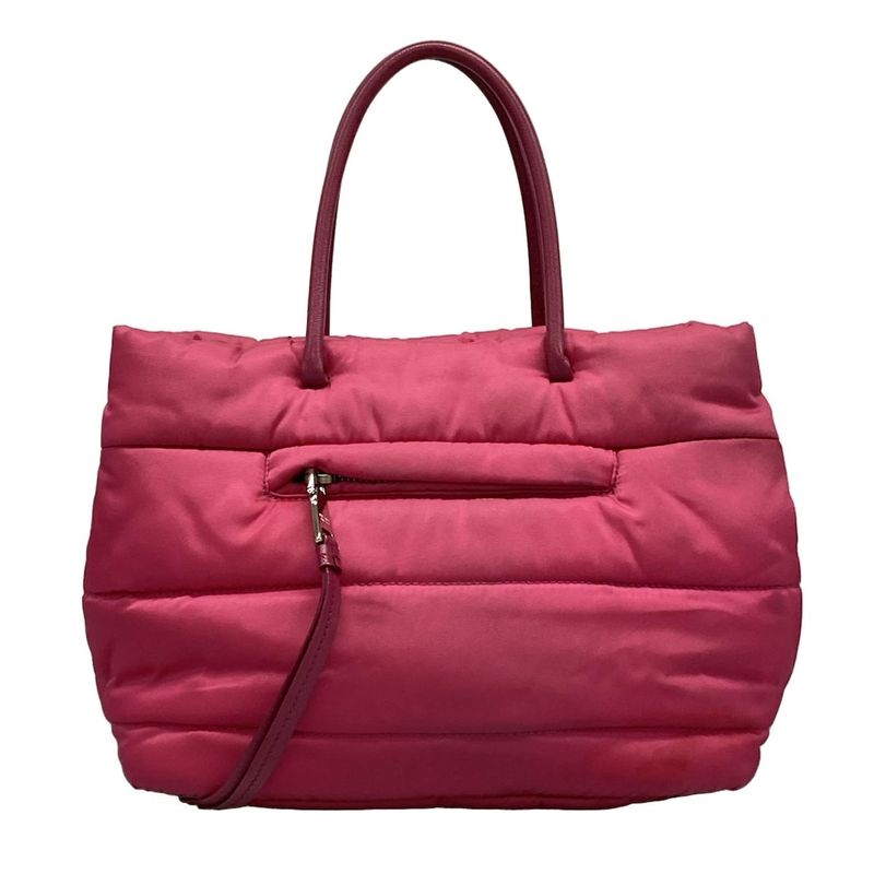 Prada Tote Bag Tessuto Bomber Pink Leather