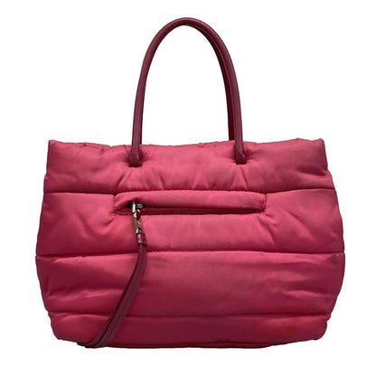 Prada Tote Bag Tessuto Bomber Pink Leather