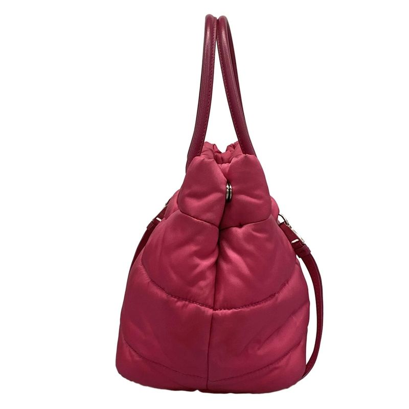Prada Tote Bag Tessuto Bomber Pink Leather