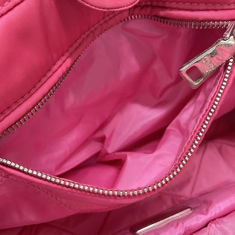 Prada Tote Bag Tessuto Bomber Pink Leather