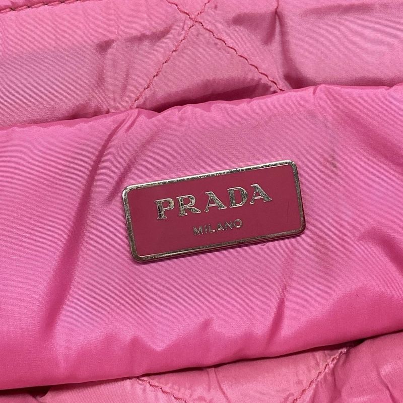 Prada Tote Bag Tessuto Bomber Pink Leather